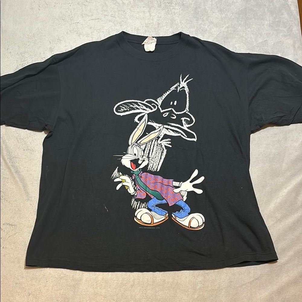 1995 Warner Bros. Bugs Bunny & Daffy Duck Black T-Shirt - 4XL